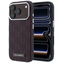 Karl Lagerfeld Grained Mono Resin Logo MagSafe Case for iPhone 17 Pro Max / 18 Pro Max - Burgundy