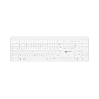 NATEC TANG US wireless keyboard, BT + 2.4 GHz, quiet, slim, white