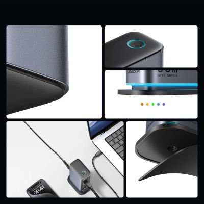 8. Joyroom JR-TCM02 GaN 65W charger charging station 4xUSB-C 2xUSB-A UK plug - gray