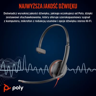 14. Poly Blackwire 3210 Monaural USB-C Headset +USB-C/A Adapter