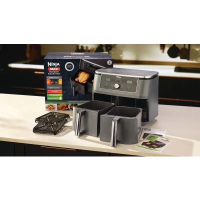 30. Ninja DZ400EU Deep Fryer Double 9.5L Autonomous 2470W Hot Air Fryer Gray