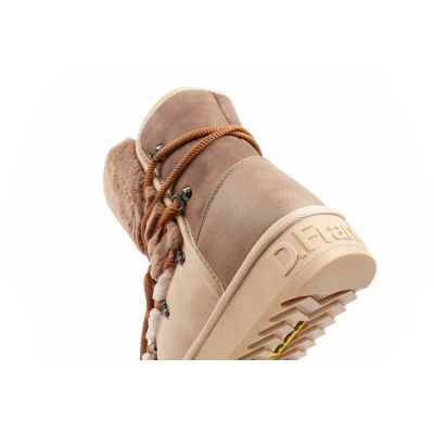 7. D.Franklin women's winter snow boots, fashionable fur lining, brown beige high