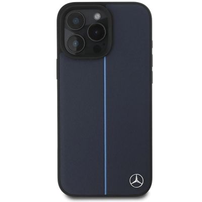 3. Mercedes MB Blue Line Leather MagSafe Case for iPhone 16 Pro Max - Navy Blue