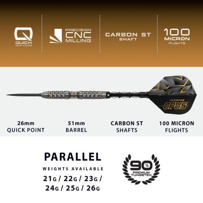 4. Harrows Opus 90% steeltip darts