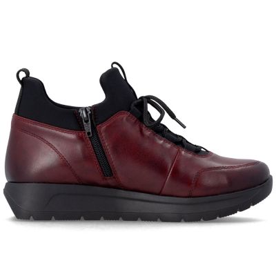 2. Women's leather insulated ankle boots, burgundy Remonte Rieker D2V06-35