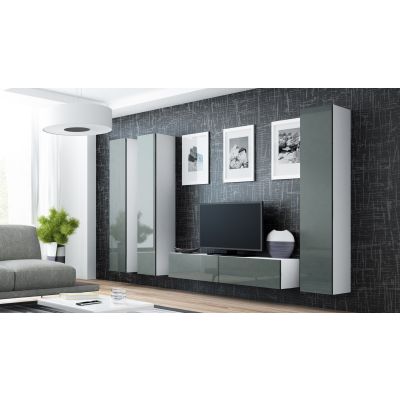7. TV cabinet VIGO '140' 30/140/40 white/grey gloss