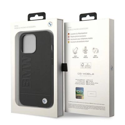 8. BMW Leather Stamp Case for iPhone 14 Pro - Black
