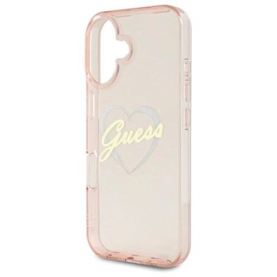 6. Guess IML Heart Case for iPhone 16 - Pink