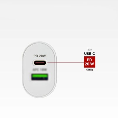 9. SBS TETRPD20W 20W USB-A USB-C Wall Charger with Power Delivery - White