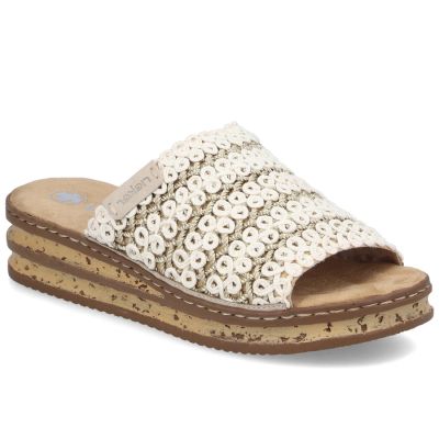 9. Women's beige wedge sandals Rieker 629X8-60