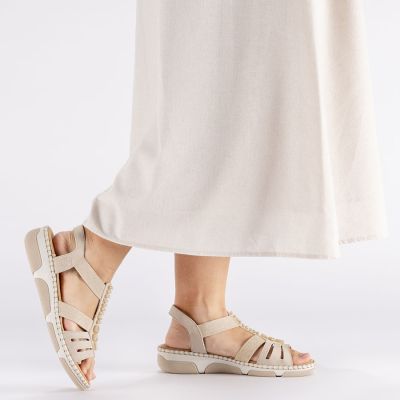 6. Women's beige wedge sandals Rieker 66201-62
