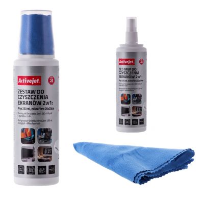 2. Activejet AOC-269 2-in-1 Screen Cleaning Kit 250 ml, 20x20 cm