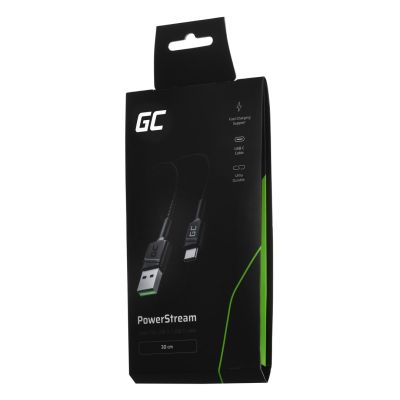 2. GREEN CELL KABGC25 GC POWERSTREAM CABLE USB-A - USB-C 30CM, FAST CHARGING ULTRA CHARGE, QC 3.0