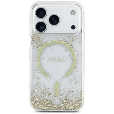 3. Guess Resin Bottom Glitter MagSafe Case for iPhone 18 Pro / 17 Pro - Gold