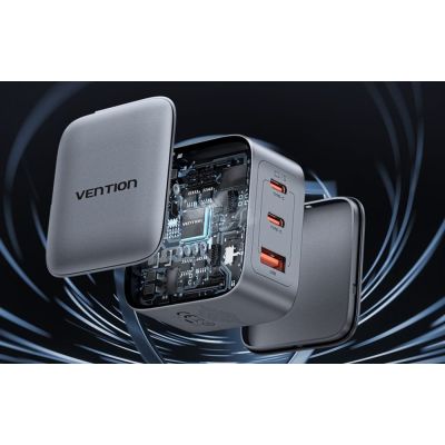 6. Vention 70W GaN PD Charger 1x USB-A 2x USB-C Black