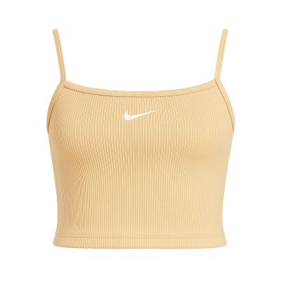 Nike Sportswear Essential Rib Crop Top Sanddrift/White - DM6737-126