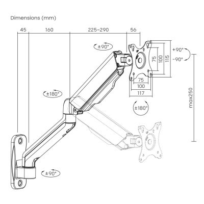 5. MACLEAN MONITOR WALL MOUNT DOUBLE ARM 17-32" 9KG MAX MC-332