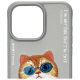 3. Nimmy Glasses Cool Cat Case for iPhone 15 Pro - Gray