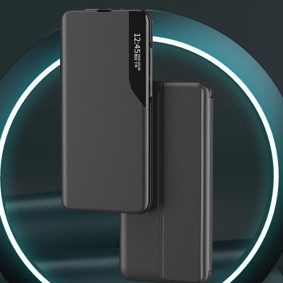 7. Eco Leather View Case cover for Samsung Galaxy A24 4G with a flip stand black