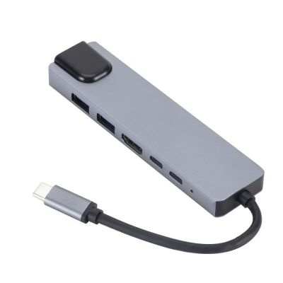 2. GEMBIRD MULTI ADAPTER USB TYPE-C 5IN1 (USB AF AND TYPE-C HUB + HDMI + PD+LAN) GRAY