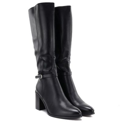 4. Women’s Black Block-Heel Boots Sergio Leone KZ-08