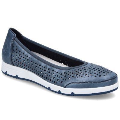 Rieker L3065-14 women's comfortable openwork blue ballet flats