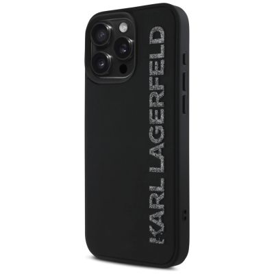 2. Karl Lagerfeld HC 3D Rubber Elongated Glitter iPhone 16 Pro Case - Black