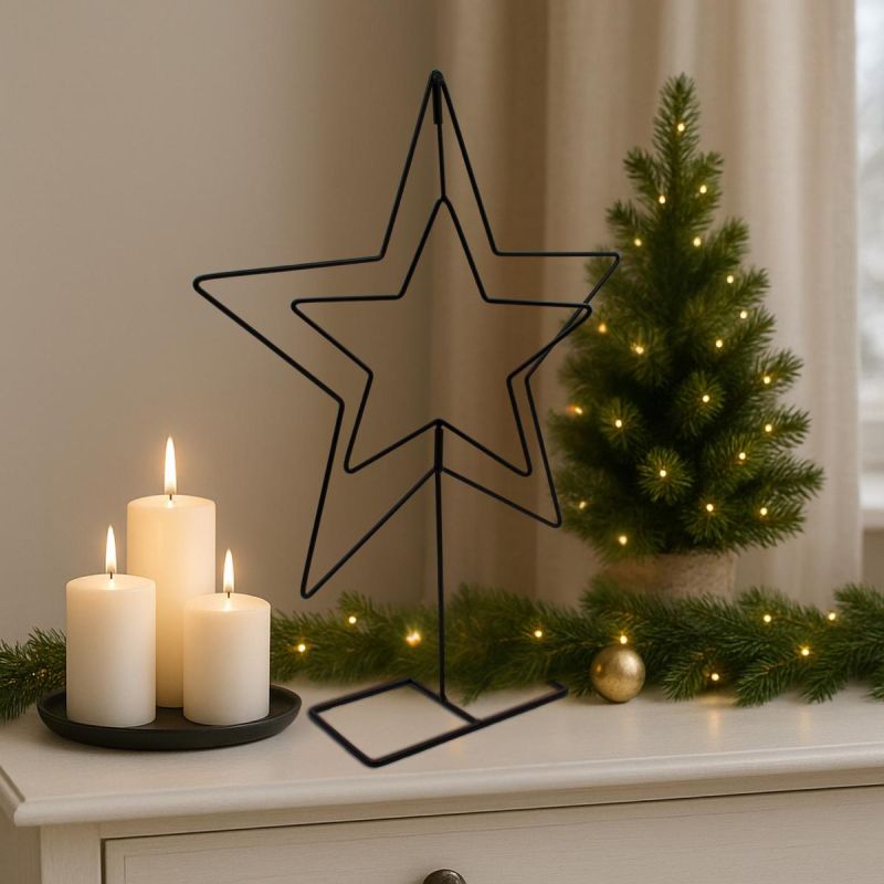 16. DECORATIVE STAR METAL STAND 50CM BLACK MICA