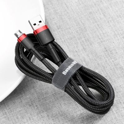 6. Baseus Cafule Cable durable nylon cable USB / micro USB 2A 3M black-red (CAMKLF-H91)