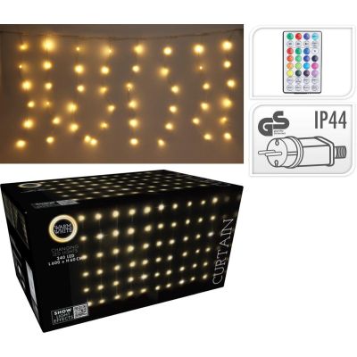 3. CHRISTMAS TREE LIGHTS LIGHT CURTAIN OUTSIDE/INSIDE 240 LED 600X60CM WITH REMOTE CONTROL WARM WHITE