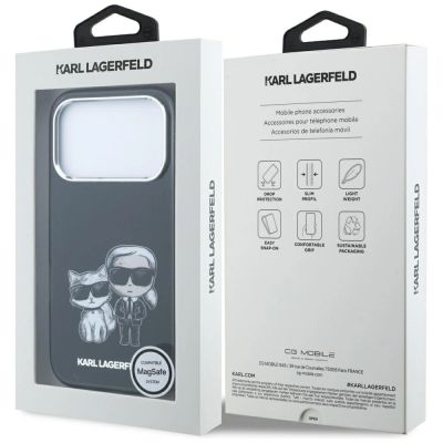 8. Karl Lagerfeld Smooth Karl & Choupette Bodies Sketch MagSafe Case for iPhone 18 Pro / 17 Pro - Black