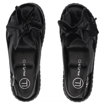 5. Women's leather wedge sandals, black, Filippo DS6965