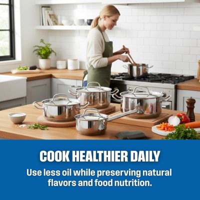 7. ELLE Home ECCS200412A steel cookware set, 12 pieces