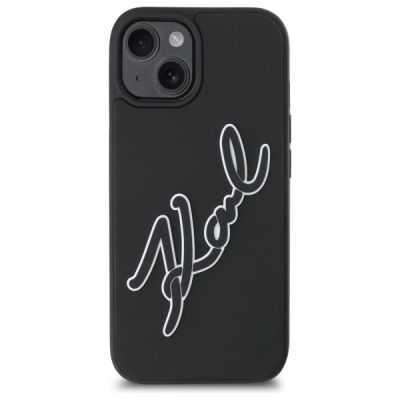 3. Karl Lagerfeld 3D Rubber Signature iPhone 15 Case - Black