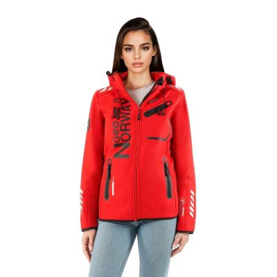 4. Geographical Norway Reine Red/Black LADY 007 Women's Hooded Softshell Jacket (WU8187F/GNO-RED-BLACK)/WU8088