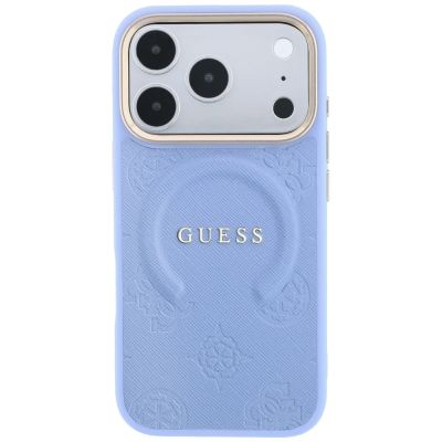 3. Guess Saffiano Peony & Ring MagSafe case for iPhone 17 Pro / 18 Pro - light blue
