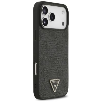 4. Guess Leather 4G Triangle Strass MagSafe Case for iPhone 17 Pro Max - Black