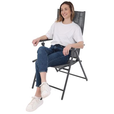 16. GARDEN CHAIR 57x68x106CM 2xTEXTLINE 7-POSITION WITH HEADREST SET OF 2 PCS