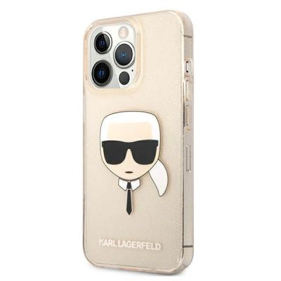 2. Karl Lagerfeld Glitter Karl`s Head Case for iPhone 13 Pro Max - Gold