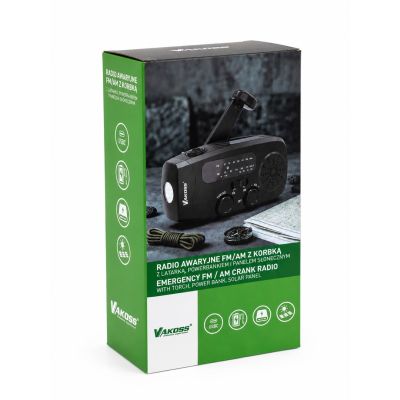 2. VAKOSS EMERGENCY RADIO FM/AM 2000MAH SOLAR FLASHLIGHT