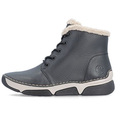 3. Women's leather ankle boots, insulated, black, Rieker 45946-00