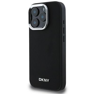 2. DKNY Plain Silver Logo MagSafe iPhone 16 Pro Max Case - Black