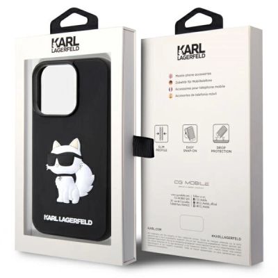 8. Karl Lagerfeld KLHCP14L3DRKHNK iPhone 14 Pro 6.1" black/black hardcase Rubber Choupette 3D