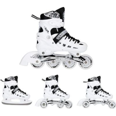 NH10905 4in1 WHITE LED SIZE M(35-38) ROLLER SKATES WITH DIMENSIONAL HOCKEY BLADE NILS EXTREME