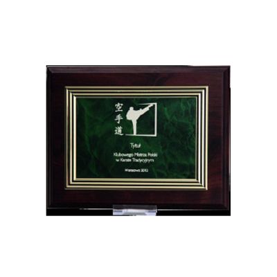 7. Plastic diploma with engraving on a gold plate