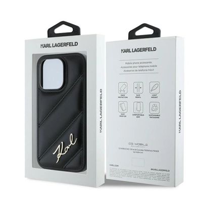 8. Karl Lagerfeld Diagonal Quilted Script case for iPhone 13 Pro Max - black