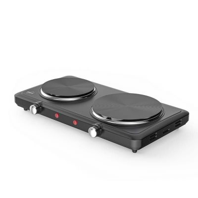 6. ELDOM ELECTRIC TWO-BURNER STOVE PG22 2500W, SMOOTH TEMPERATURE REGULATION, PLATE DIAMETERS 18.5 CM + 15.5 CM