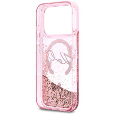 7. Karl Lagerfeld Liquid Glitter Karl Script Logo MagSafe Case for iPhone 17 Pro Max - Pink