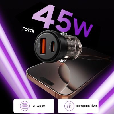 4. Tech-Protect CC03 45W 2-Port USB-A / USB-C Car Charger - Black