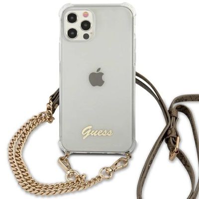 3. Guess GUHCP12MKC4GSGO iPhone 12/12 Pro 6.1" Transparent hard case 4G Gold Chain